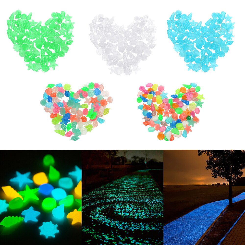 NICEYARD 100 pièce/pack pierres fluorescentes pierre brillante roche lueur dans le jardin sombre forme animale Marine