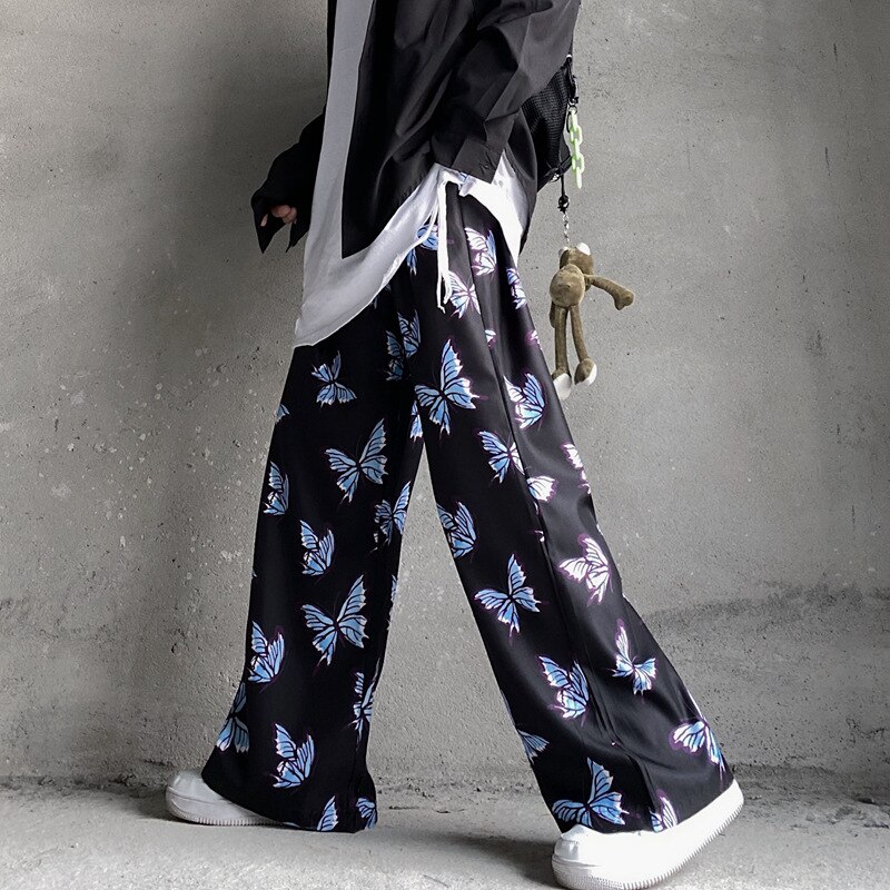 Hip Hop Streetwear Baggy sarouel automne ample papillon imprimé pantalons de survêtement Harajuku coton Joggers hommes pantalon