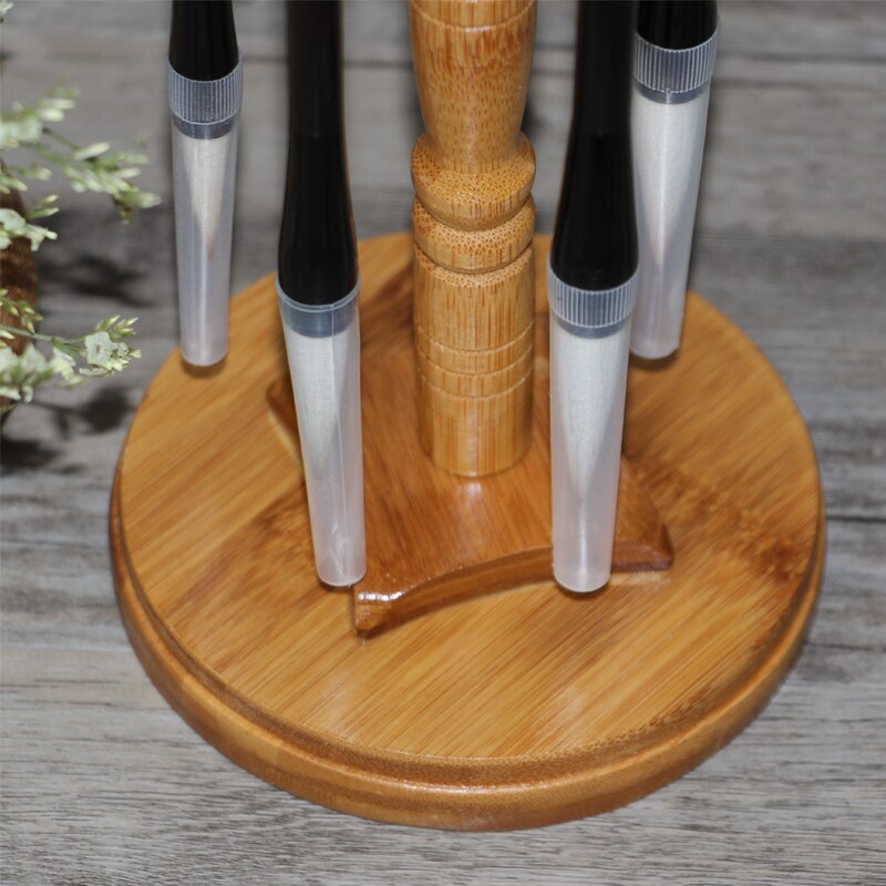 Creatieve Pen Opknoping Kalligrafieborstel Pen Stand Bamboe Schijf Ronde Pen Houder Chinese Schilderkunst Borstel Houder 11 Hangers Pen Stand