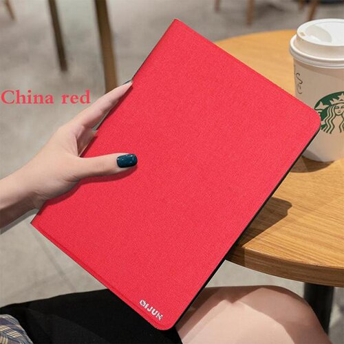 For Lenovo Phab Plus PB1-770M 6.8" Tablet Case MUltra-Slim PU Leather Flip Protective Cover Retro Solid color Soft Shell: red