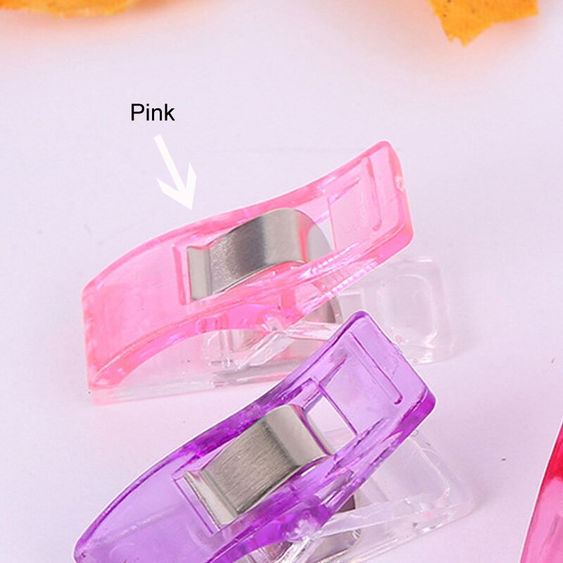 Pinzas de plástico para manualidades, utensilios de costura para manualidades, para Patchwork, Multicolor, trébol de , 50 unids/set por juego: pink