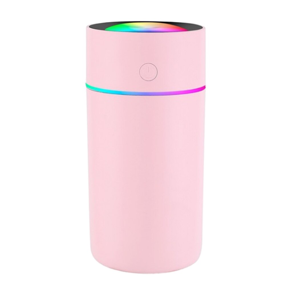 Mini Ultrasonic Air Humidifier Car Home Aroma Essential Oil Diffuser Air Purifier Colorful Light 320ML Desktop Mist Maker: Pink