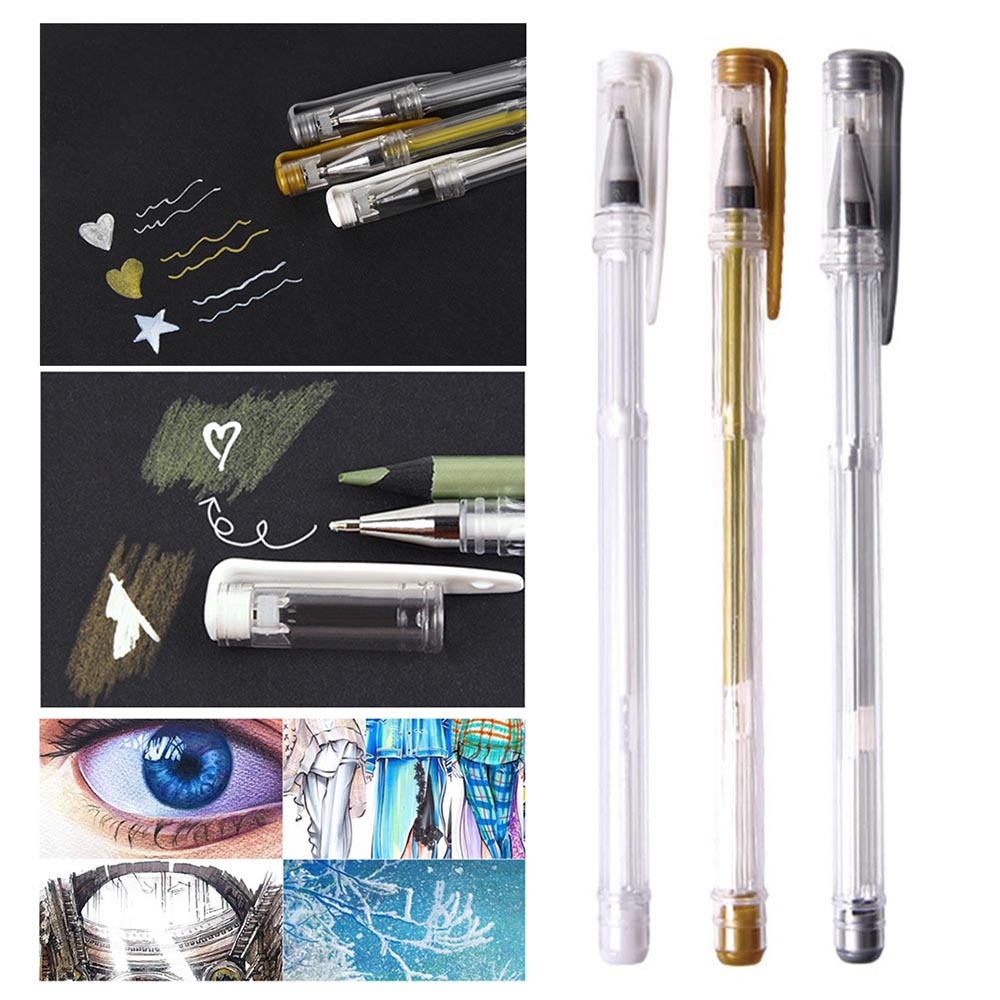 3 Pcs/lot 0.7mm or blanc argent Gel stylos esquisse dessin stylo pour Art marqueur bande dessinée Manga peinture Supplie