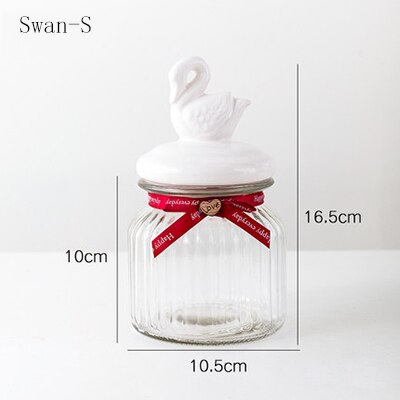 Suiker Blikjes Europese Glazen Snoep Opslag Jar Keramische Konijn Cover Crystal Opslagtank Decoratie Ornamenten Keuken Crystal Jar: Swan-S