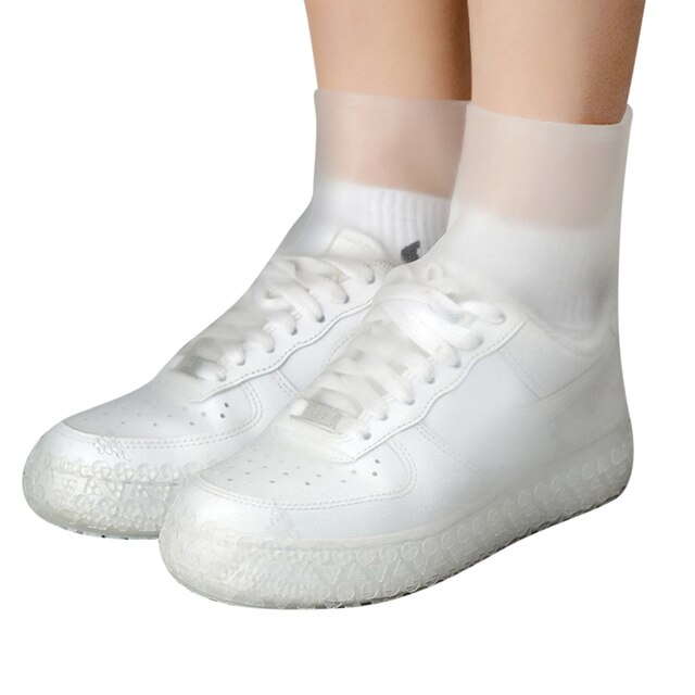 Couvre-chaussures de pluie en caoutchouc réutilisable, imperméable, Portable, antidérapant, accessoires pour chaussures unisexes: couleur blanche / 41-44