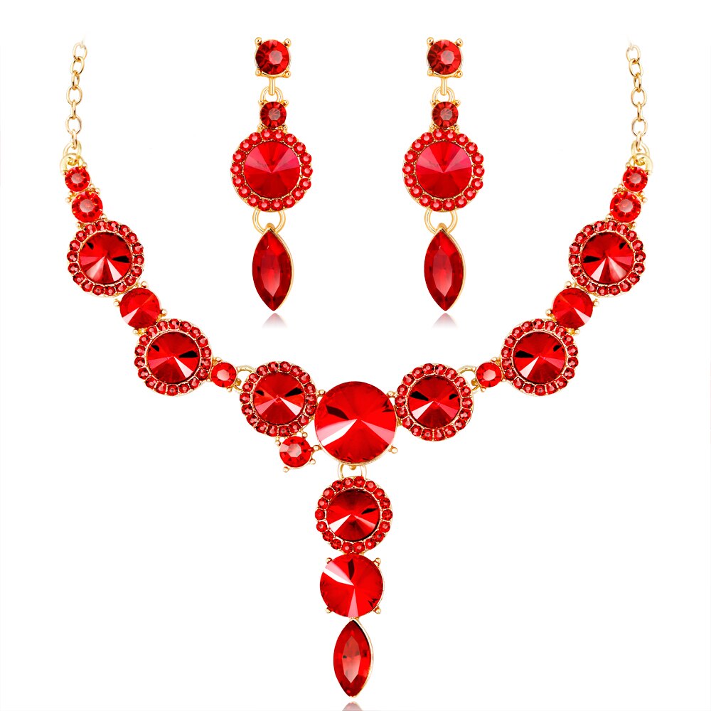 FARLENA Multicolor Ronde Crystal Ketting Oorbellen voor Vrouwen Bruiloft Accessoire Mode Strass Bruids Sieraden sets