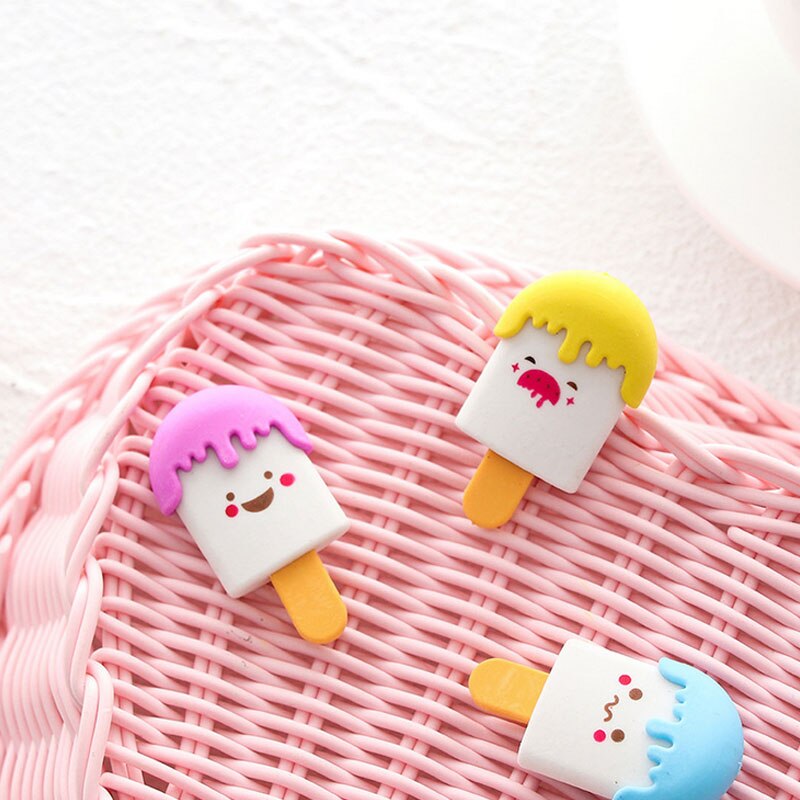 4 pcs/lot Cute ice-lolly shape eraser Cartoon animals rubber eraser kawaii stationery school supplies papelaria kids