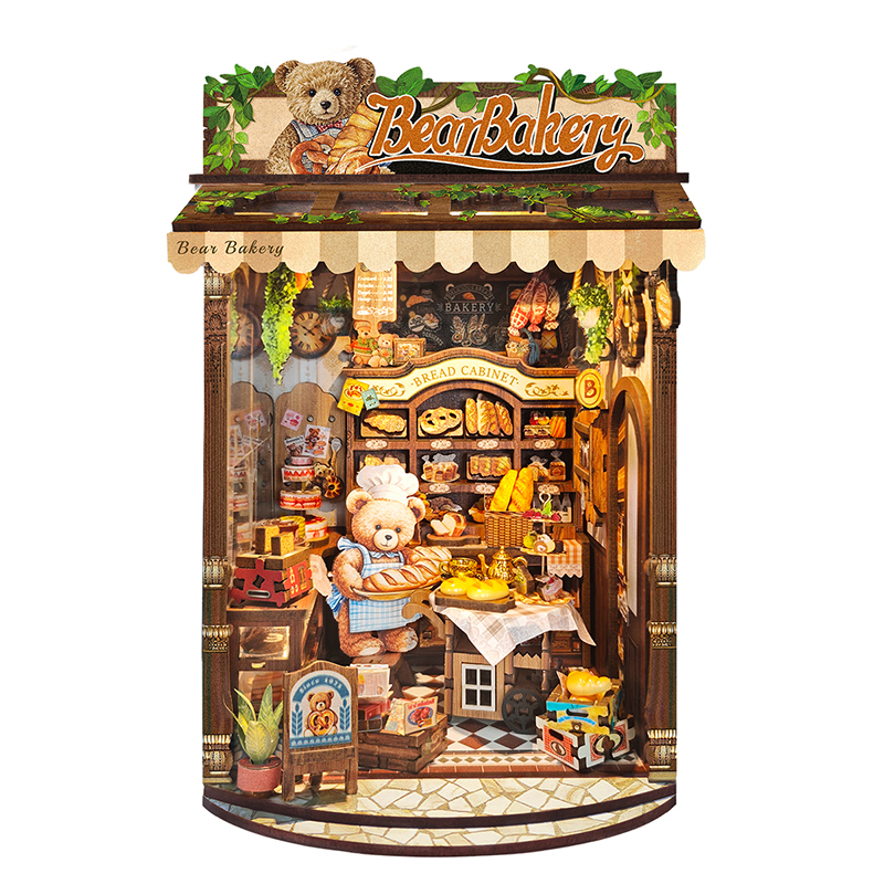 DIY Houten Beer Bakkerij Cottage Miniatuur Bouwpakketten Poppenhuizen Met Meubelverlichting Casa voor Vrienden Verjaardagscadeaus: Default Title