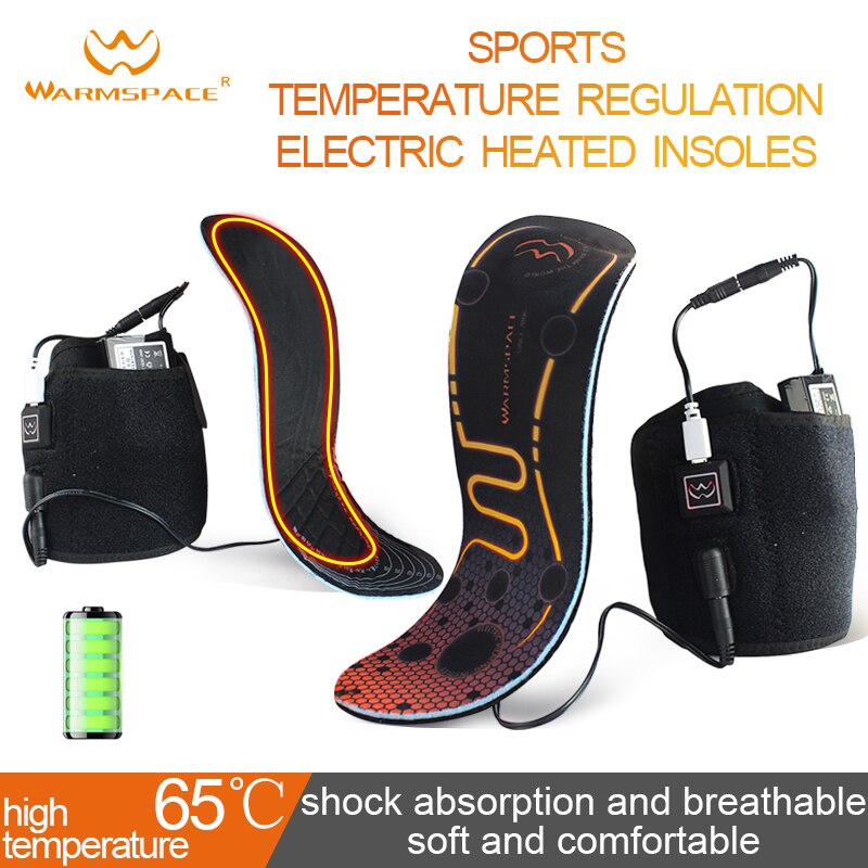 Warmspace genopladelige opvarmede indlægssåler 3 niveauer fødder varm sko pad termisk elektrisk fodvarmer opvarmning fødder udendørs sport