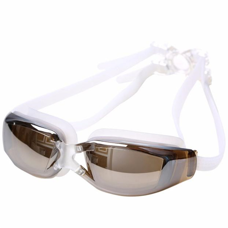 Svømmebriller svømmebriller voksne vandtætte uv-beskyttelsesjusterbare briller oculos espelhado poolbriller: C