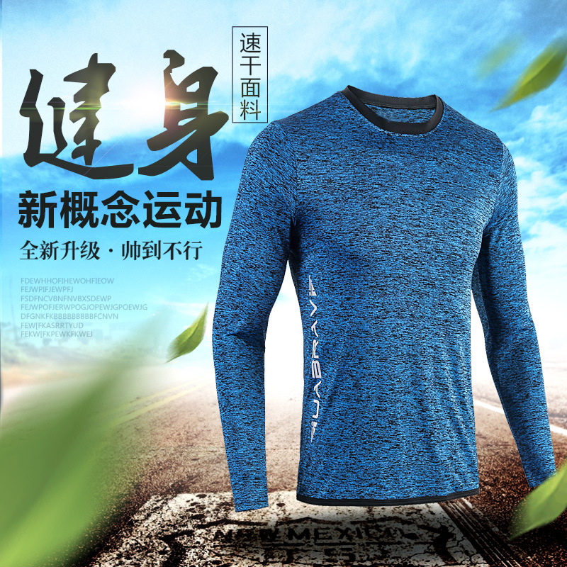 Herr t-shirt kompressionströja löpning tight träning långärmad t-shirt bodybuilding fitnesskläder torr passform t-shirt topp