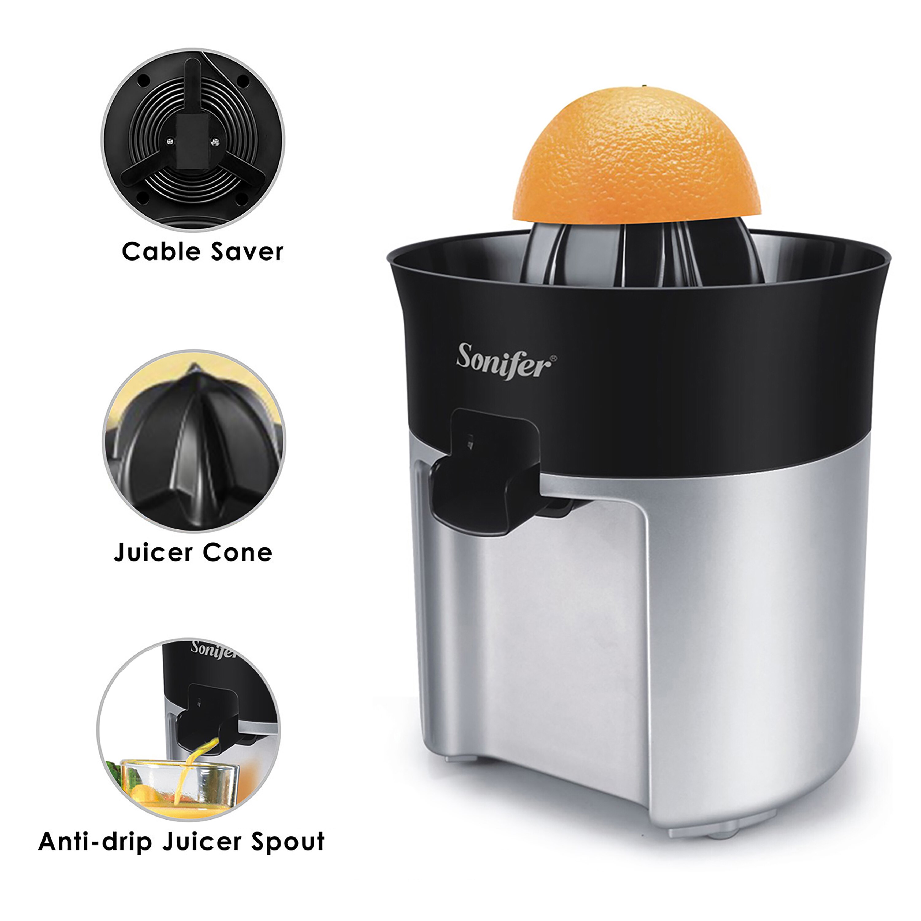 Fast Juicer Portable Electric Lemon Orange Fresh Juicer With Anti-drip Valve Fruit Squeezer Blender Household Mixer 220V Sonifer