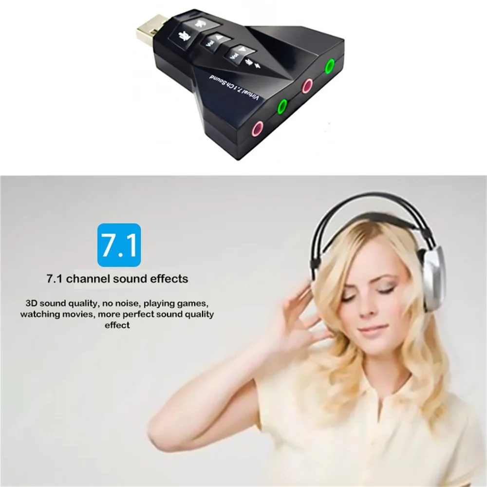 External Virtual USB SOUND card 7 In 1 Channel 3D Sound Audio Adapter Dual Microphone Dual Audio Interface Output Independent