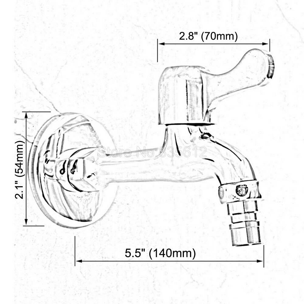 Wall Mounted Washing Machine Faucet Polished Chrome Brass Faucet Single Cold Water Taps Outdoor Garden Faucet tav166