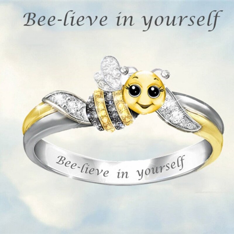 Biene-Lieve in Sich Selbst exquisit Ring Nette Biene Kristall Engagement Ring Auf Lagerbier