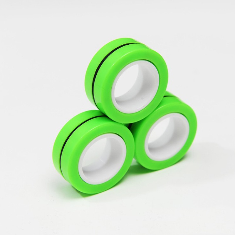 Stress Relief Magnetic Rings Fidget Toys For Anxiety Anti-Stress Roller Fingertip Toys Adult Children Finger Spinner Magic Rings: Green