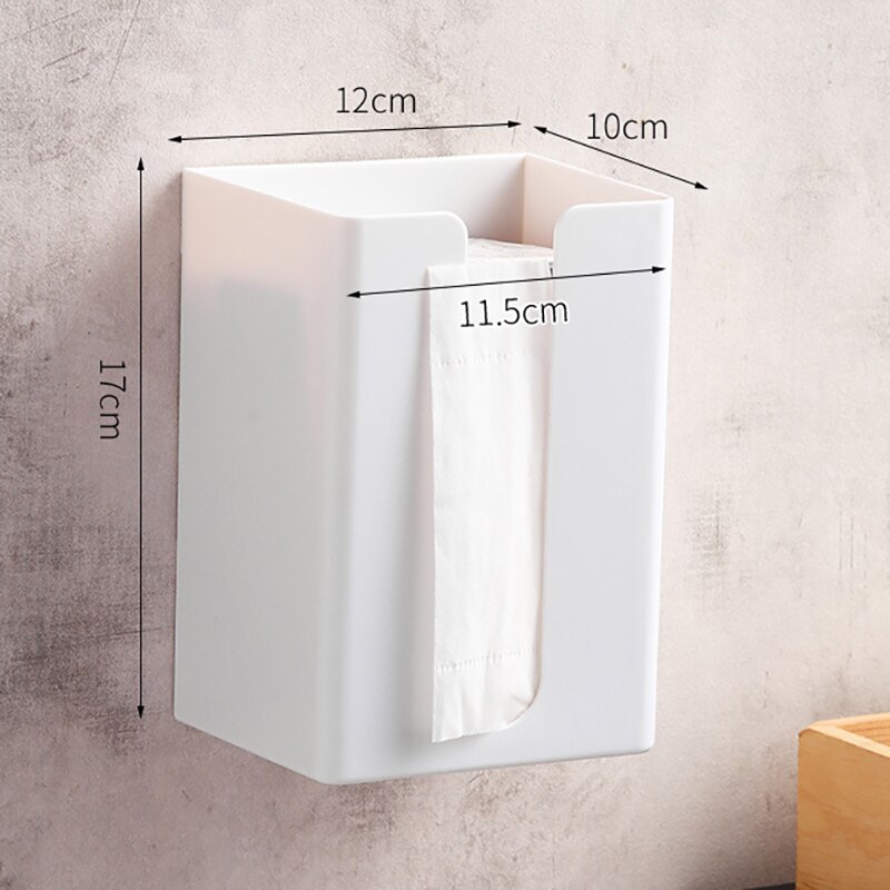 Tissue Doos Wandmontage Badkamer Toiletrolhouder Gratis Punch Woonkamer Keuken Papier Dispenser Thuis Tissue Storage Case: White