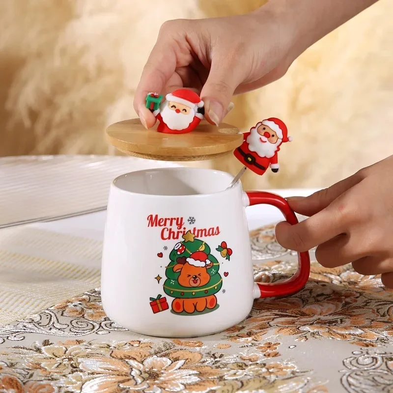 Mok Geschenkdoos Keramische mok Kerstcadeau Keramische mok met deksel met lepelset Beker Kopje Koffiekopje Kerstmis