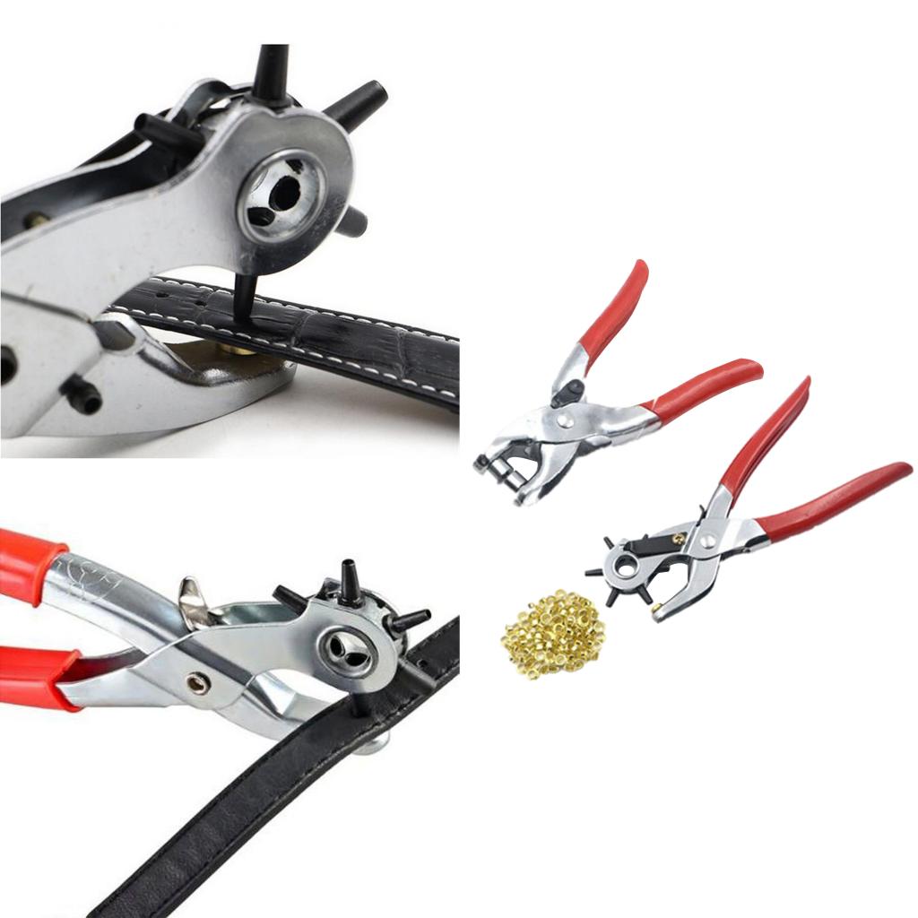 Leather Hole Punch Tool Heavy Duty Revolving Punch Pliers Hole Puncher for Shoes,Watch Strap - 6 Sizes (2.5mm-5mm)