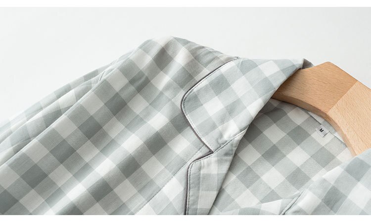 Men Pajamas Home Wear Long Sleeve Trousers Pyjama Cotton Sleepwear Set Double-layer Yarn Breathable Spring Autumn pijama hombre
