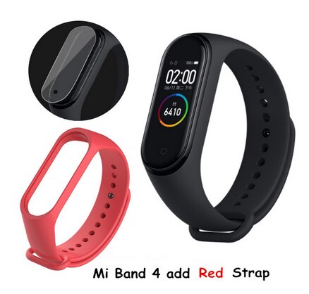 Original Xiao mi mi Band 4 Clever Uhr AMOLED Farbe Bildschirm Herzfrequenz Fitness Sport 50ATM Wasserdichte Clever Armbinde Bluetooth 5,0: CN hinzufügen rot Gurt