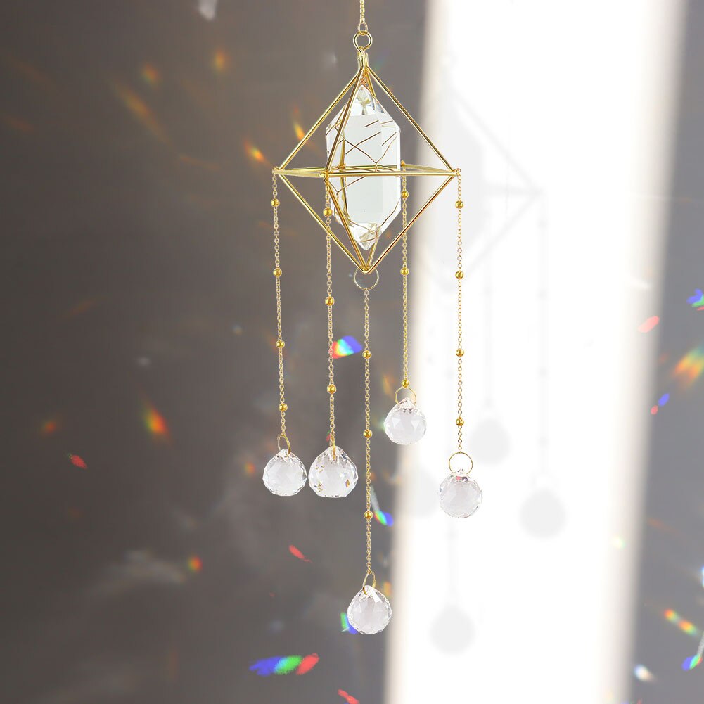 Kryształowy dzwonek wietrzny ornament ogrodowa okno Windchime wiszące łapacze słońca wisiorek wystrój pokoju okno kryształbyć winnym: przezroczysty
