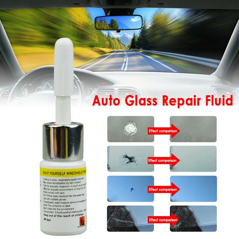 Bilglas nano reparation væske bilrude glas revne chip reparationsværktøjssæt forrude glas ridse revne gendanne sort 2 stk