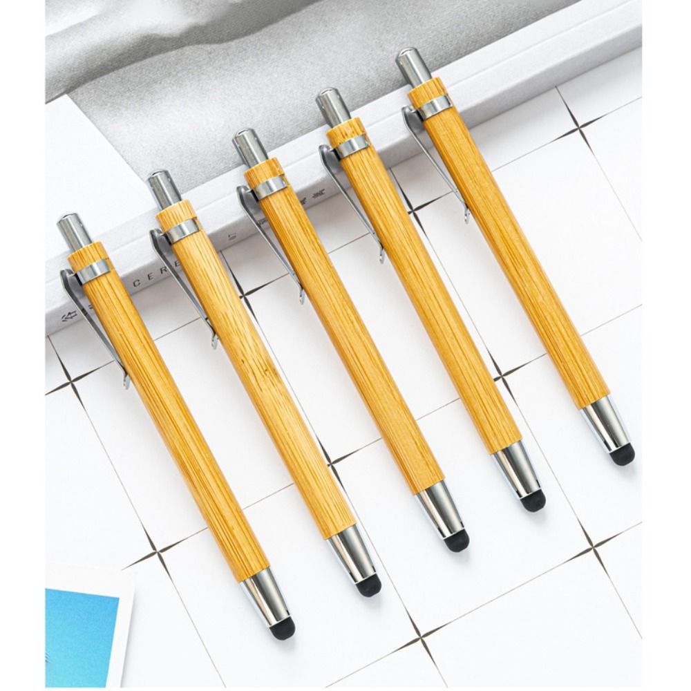 Długopis bambusowy robić ekranów dotykowych 2 w 1, równoważjeden długopisy z czarnym tuszem, rysik, długopis biurowy