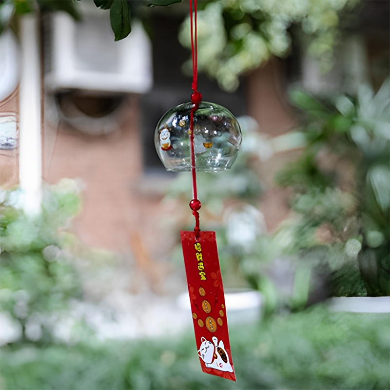 Campana del vento giapponese campanelli eolici giapponesi fatti a mano in vetro Furin decorazioni per la casa Spa Kitchen Office Decor Sakura Cherry Blossom Pattern