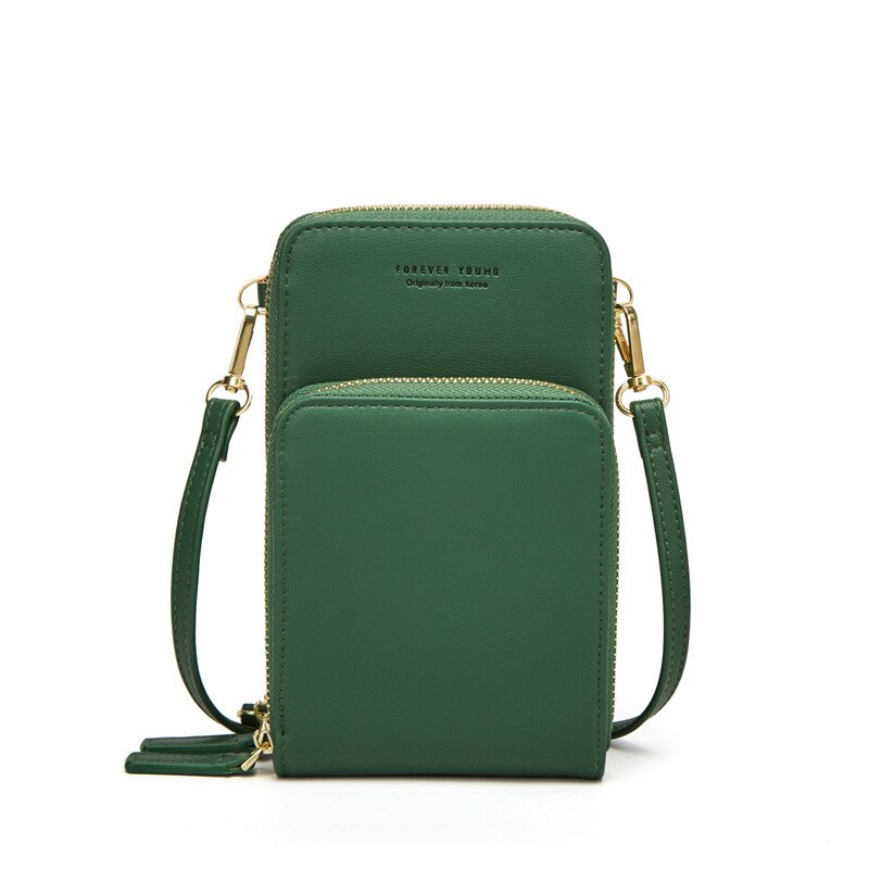 Multi-Function Small Shoulder Bag For Women With Card Cell Phone Pocket Ladies Crossbody Purse Female Messenger Bags: Green