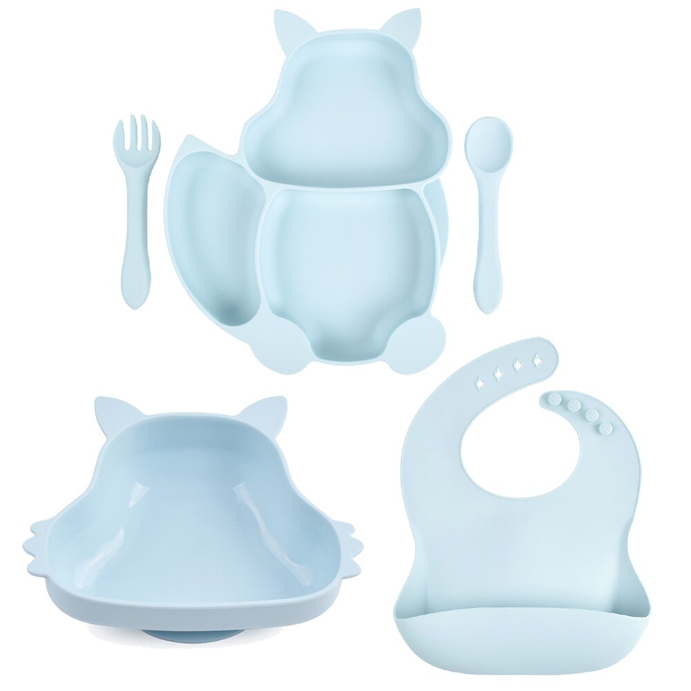 Juego de vajilla de silicona para bebé, platos de grado alimenticio, forma de Animal, plato para niños, sin BPA, antideslizante, 5 unids/set: Y5