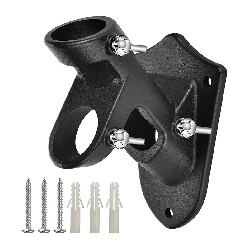 Flag Pole Holder Dual Position Flag Pole Mounting Bracket for House Steel Aluminum Flag Pole Mount Bracket: frosted black