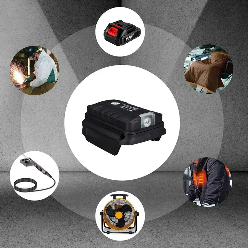 Adapter led-arbejdslampe til makita 14.4v/18v li-ion-batteri  bl1830 bl1430 bl1850 stk . dobbelt usb-konverter med led-lampe til makita