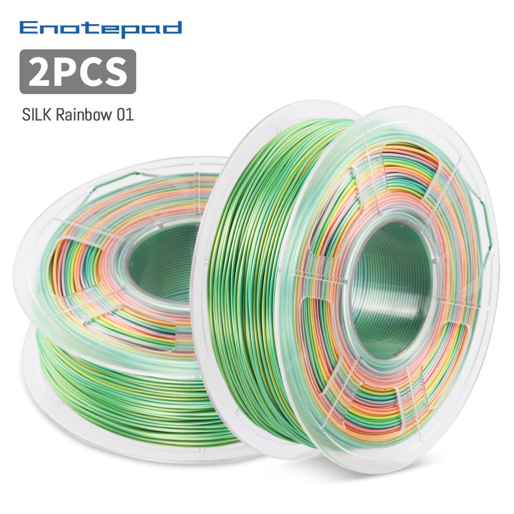 Enotepad Zijde Regenboog Filament Set 3D Afdrukken Materialen Voor Printer 1Kg 2.2 Lbs 1.75Mm 339M Per Rol voor 3D Afdrukken Vullingen: SILK-RB-01-2KG