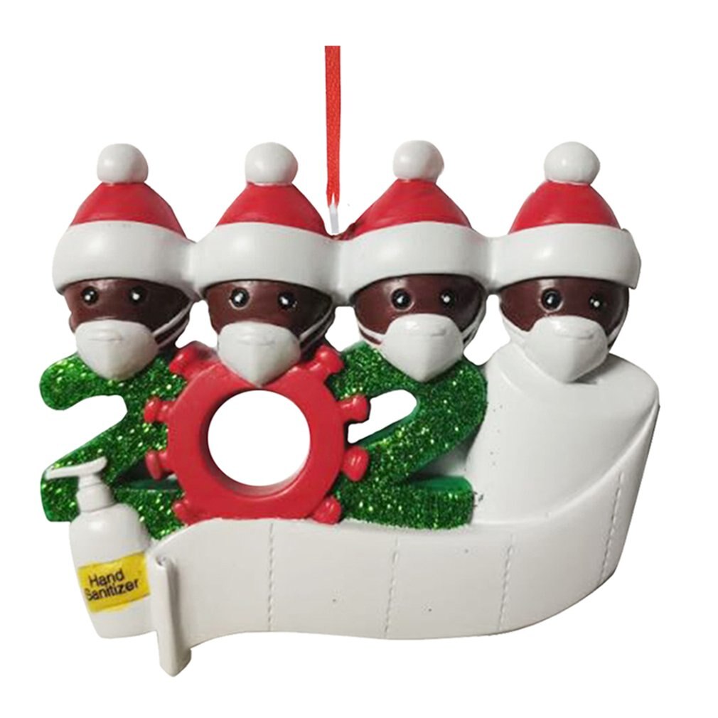 Diy Name Greetings Mask Snowman Christmas Tree Hanging Pendant Christmas Ornament Decorations: 4PC black