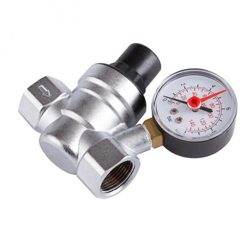1/2 Inch Water Pressure Regulator with Gauge Pressure Maintaining Valve Tap Water Pressure Reducing Valve DN15