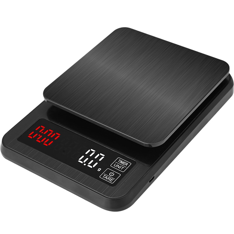 Tarkkuus elektroninen keittiövaaka 5kg/0.1g 10kg/1g lcd digitaalinen tippakahvivaaka ajastimella painotasapaino kotivaaka