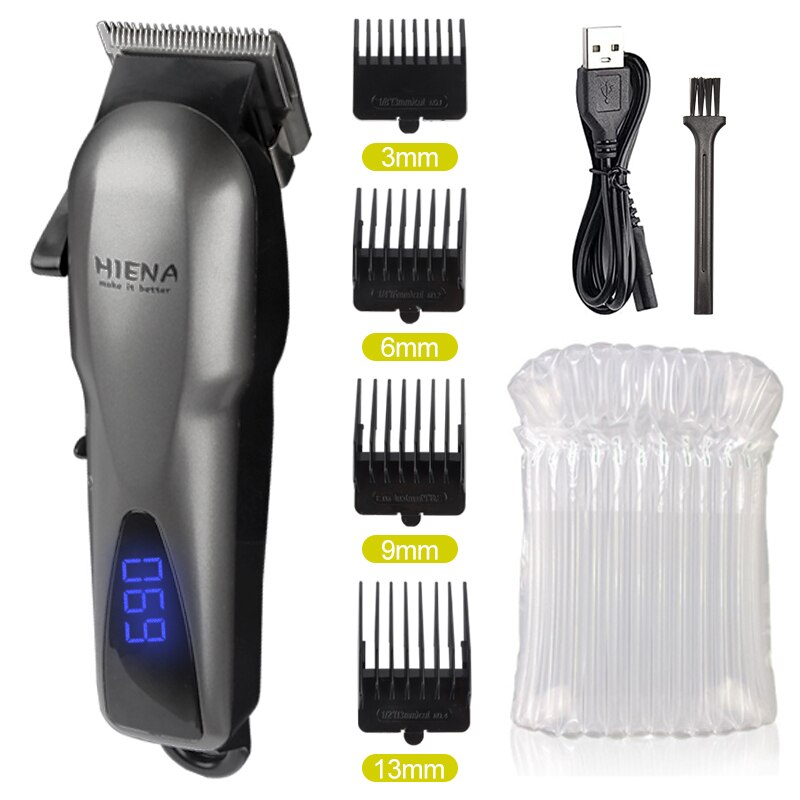 HIENA – tondeuse à cheveux professionnelle pour hommes, appareil électrique avec écran LCD: grey no box