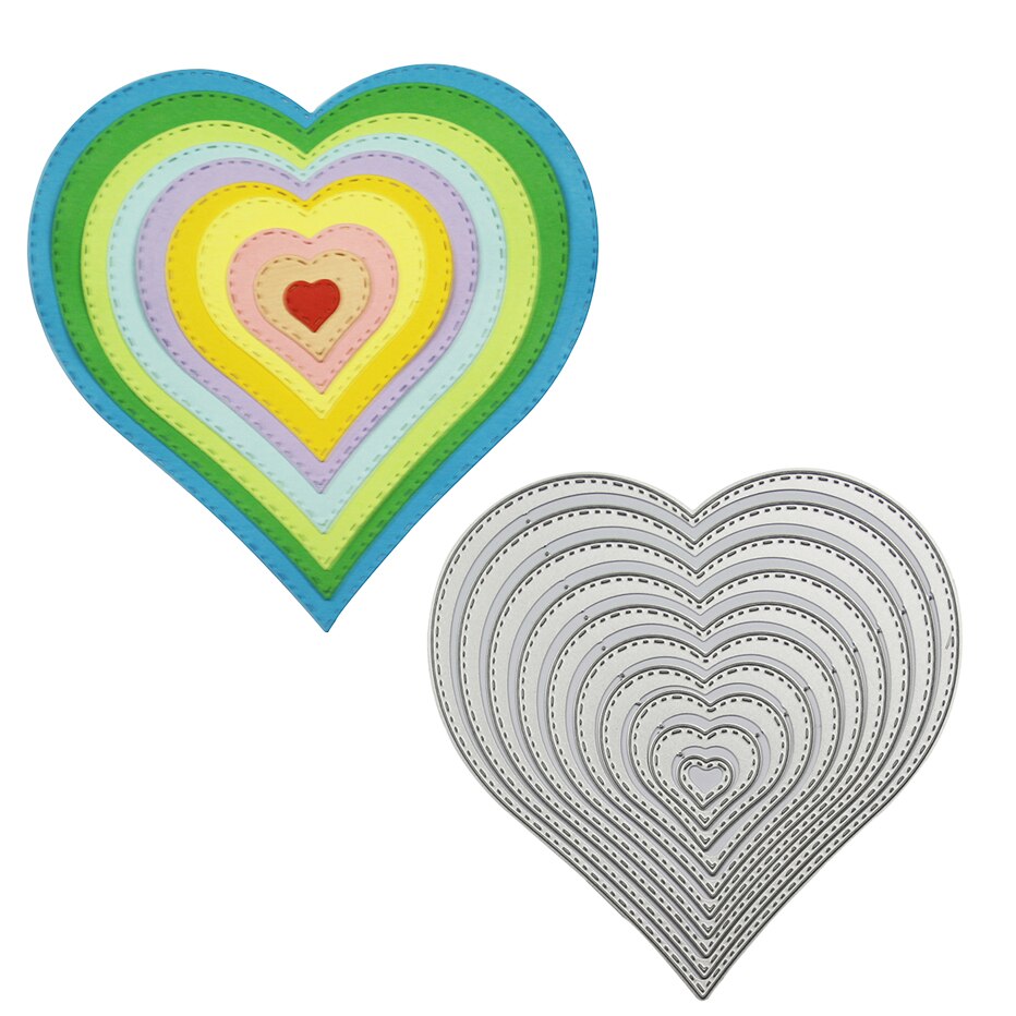 10 Sizes Heart Shape Die Cut Set Embossing Cut Template Love Heart Paper Card Scrapbook Album Photo Decortion Dies