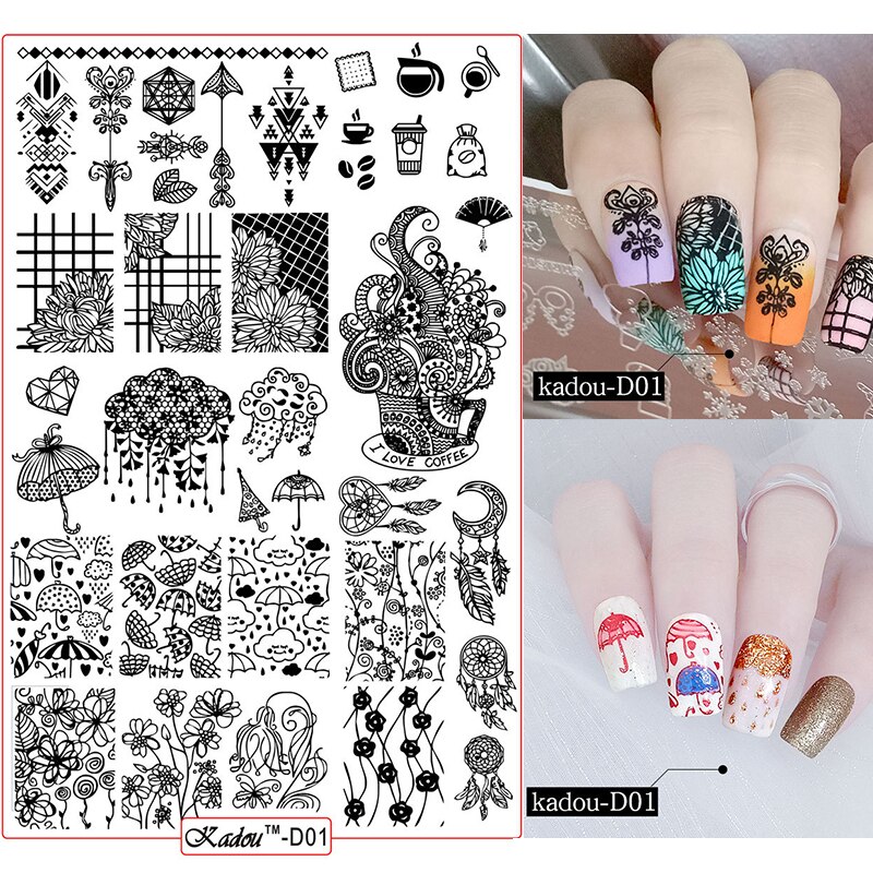 Plaques d'estampillage d'ongle KADOU/zjoies polonais de noël pour les pochoirs de manucure 14.5*9.5 Konad timbre estampillage modèle de manucure
