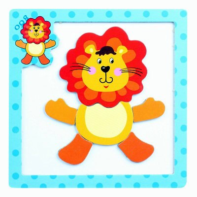 Cartoon Animal Magnetic Puzzles and Drawing Board Children Wooden Toys Writing Jigsaw Homeschool Supplies Educational Baby: Blue