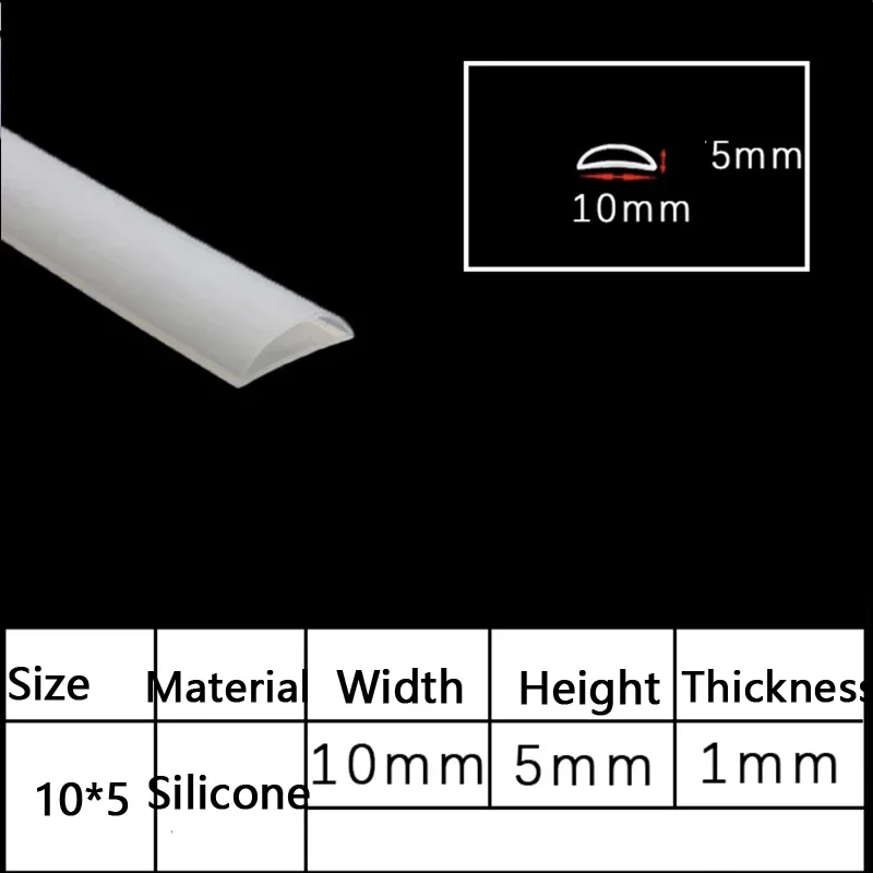 2-10M D Shape Silicone Rubber Sealing Strip Semi Circle Hollow High Temperature Self Adhesive Door Window Sound Insulating Strip: LIGHT BLUE / 3M