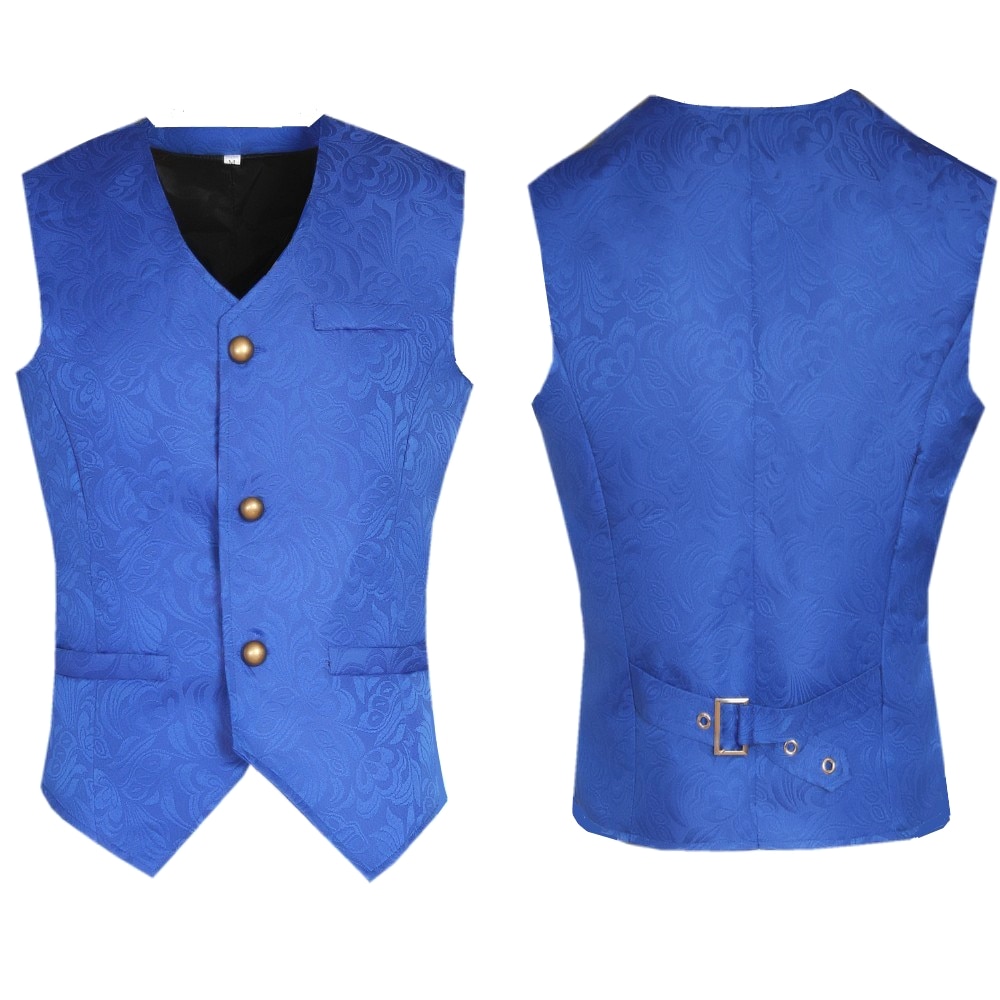 Gentleman Vintage kamizelka kamizelka wiktoriański czarny mężczyźni Steampunk Gothic żakardowe męskie wesele kostium dla mężczyzn Blazer garnitur