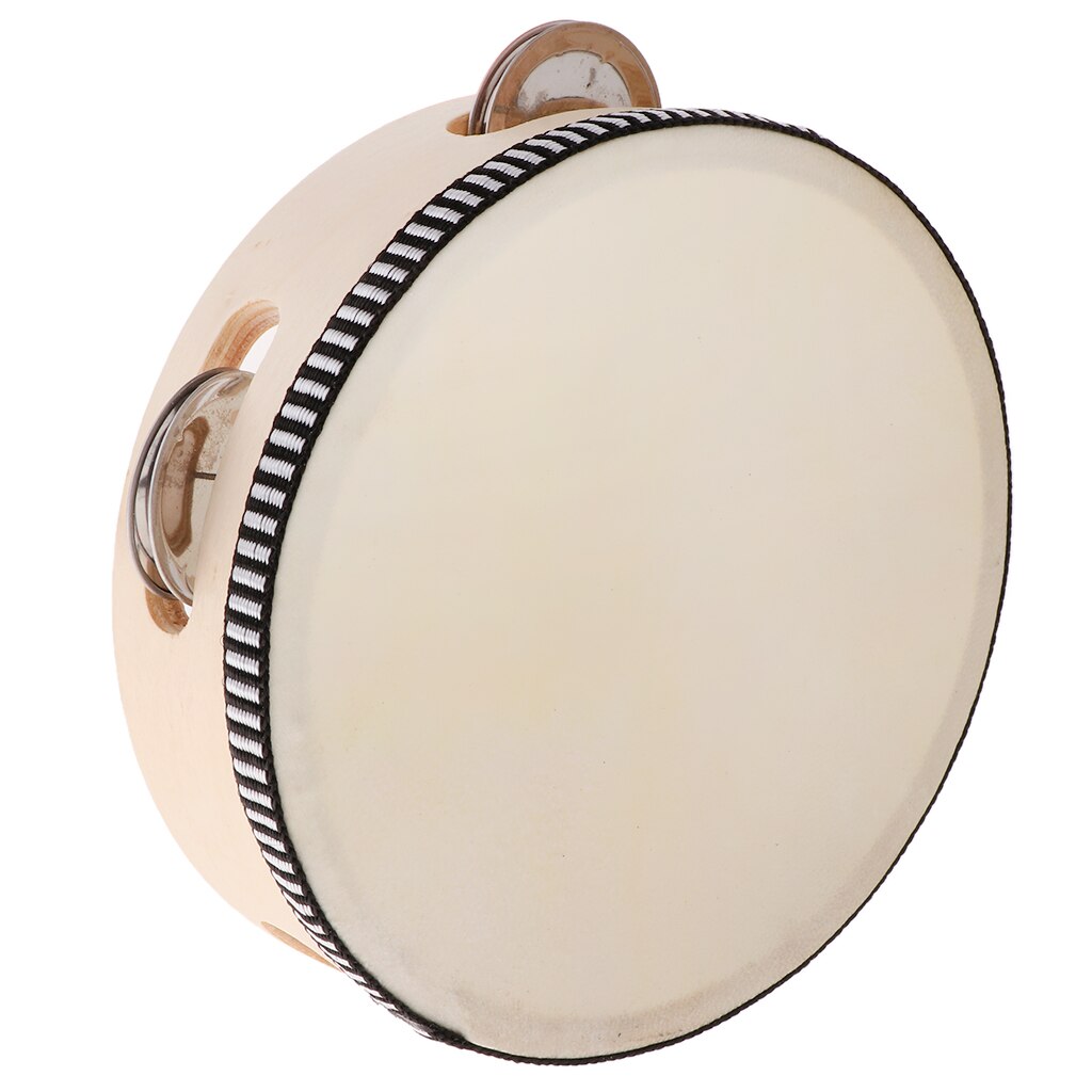 Hand Held Tambourine Drum with Metal Jingles Percussion Musical Instruments Toys for Church Party Dance (6inch)