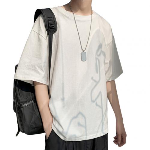 Sommer afslappet mænds pullover hvid og sort enkel t-shirt kortærmet solid o-hals tee mandlige slanke runde krave toppe: Hvid / Xl