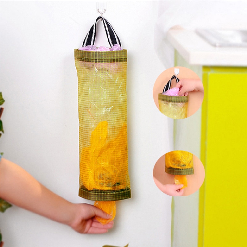 Sac plastique accrochable de rangement | Sac accrochable de cuisine 40*12CM sac en maille pour légumes, pommes de terre, fruits, distributeur sac de rangement de cuisine, conteneur organisateur