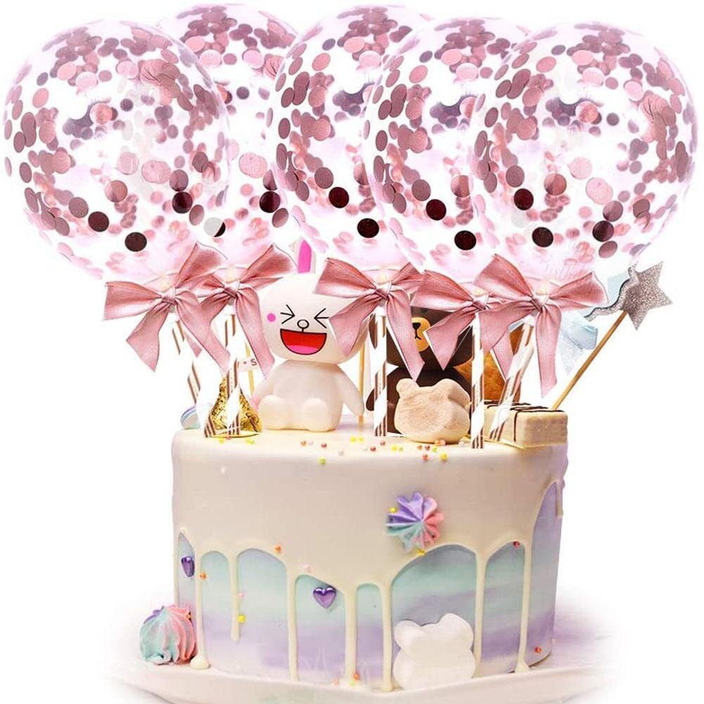 Globo de confeti de oro rosa de 5 pulgadas, decoración artesanal de cumpleaños y boda, Mini globos de lentejuelas de látex, decoración para hornear