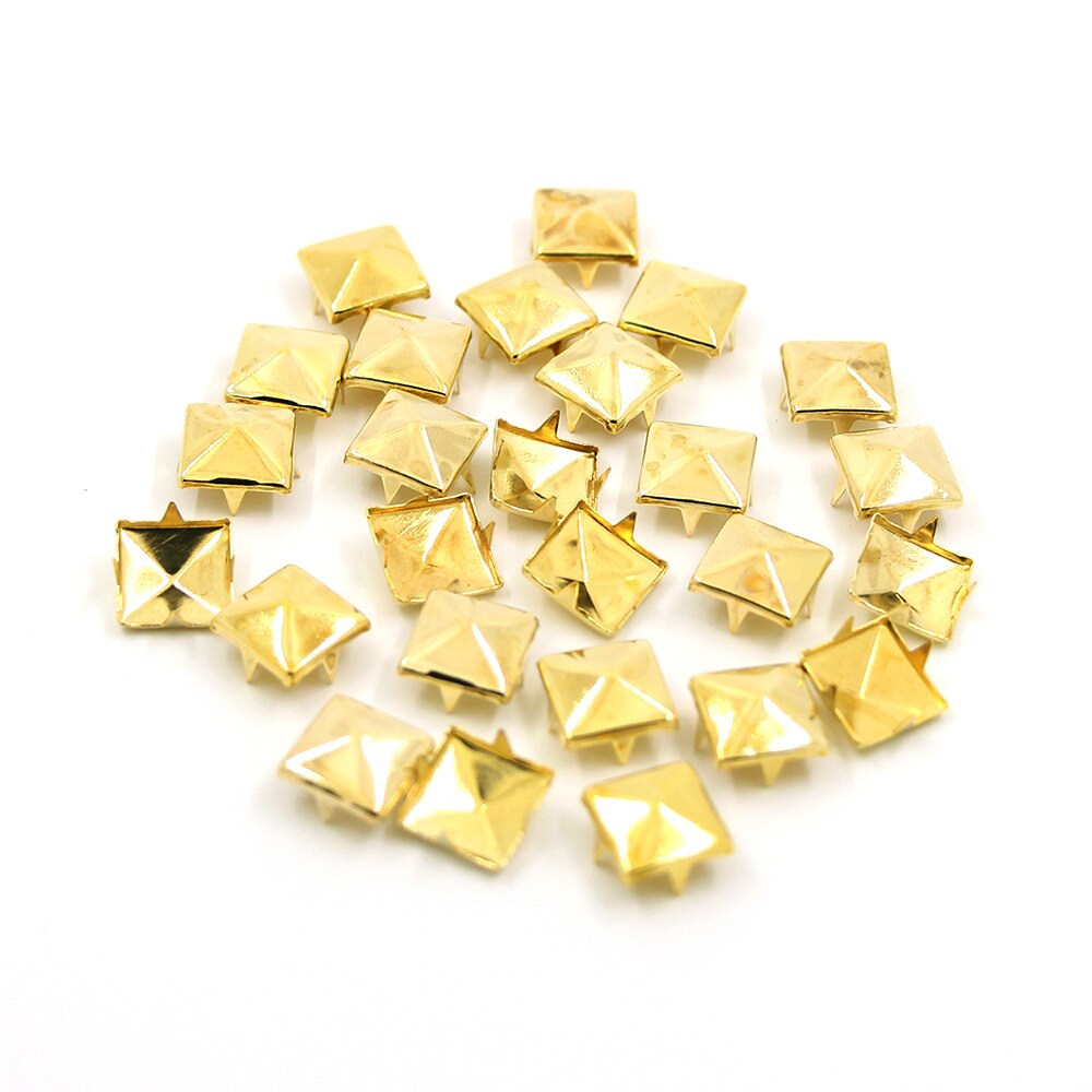 Tachuelas cuadradas con forma de pirámide, broche de roca, tachuelas metálicas de cuatro garras para zapatos, accesorios de cuero, bricolaje, 6/7/8/9/10/12MM, 100 Uds.