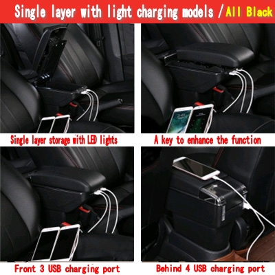 Voor Ford Focus Armsteun Doos Focus 3 Armsteun Doos Universele Auto Centrale Armsteun Opslag Bekerhouder Asbak Modificatie Accessoires: C-Black black line