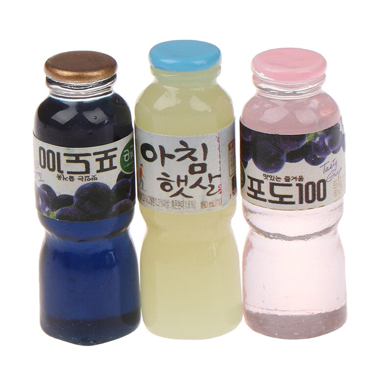 5Pcs Simulatie Voedsel Decoratie Hars Drinken Sap Fles Miniatuur Model Speelgoed Miniatuur Model Speelgoed Drink Fles Mini Voedsel Speelgoed